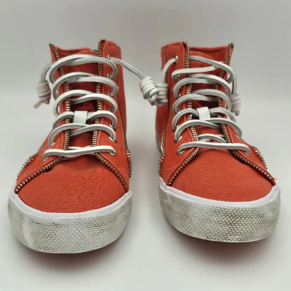 Sperry x Rebecca Minkoff Washed Canvas High Top Sneakers, Orange, Women's 7.5 - Picture 2 of 16